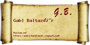 Gabl Baltazár névjegykártya
